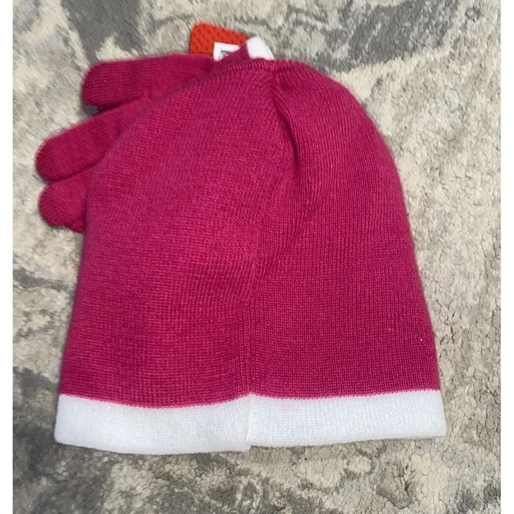 New Disney Minnie Mouse‎ Beanie Hat & Gloves Set Youth Girls Winter Pink Multi